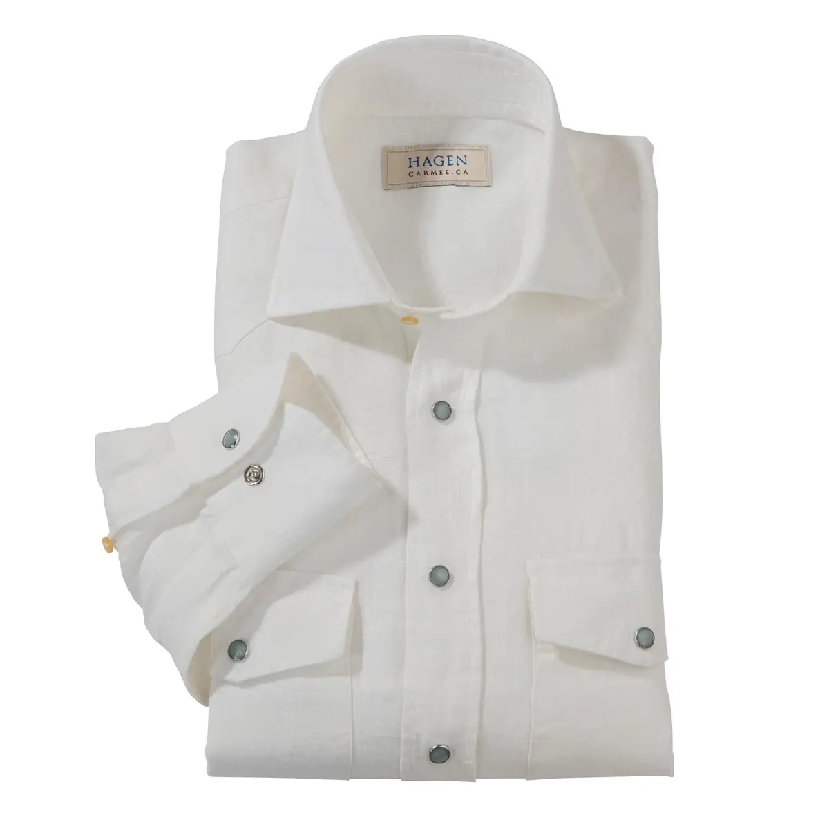 Hagen of Carmel Linen Western Shirts for Men, White, Large Hagen of Carmel Linen Western Shirts for Men, White, Large