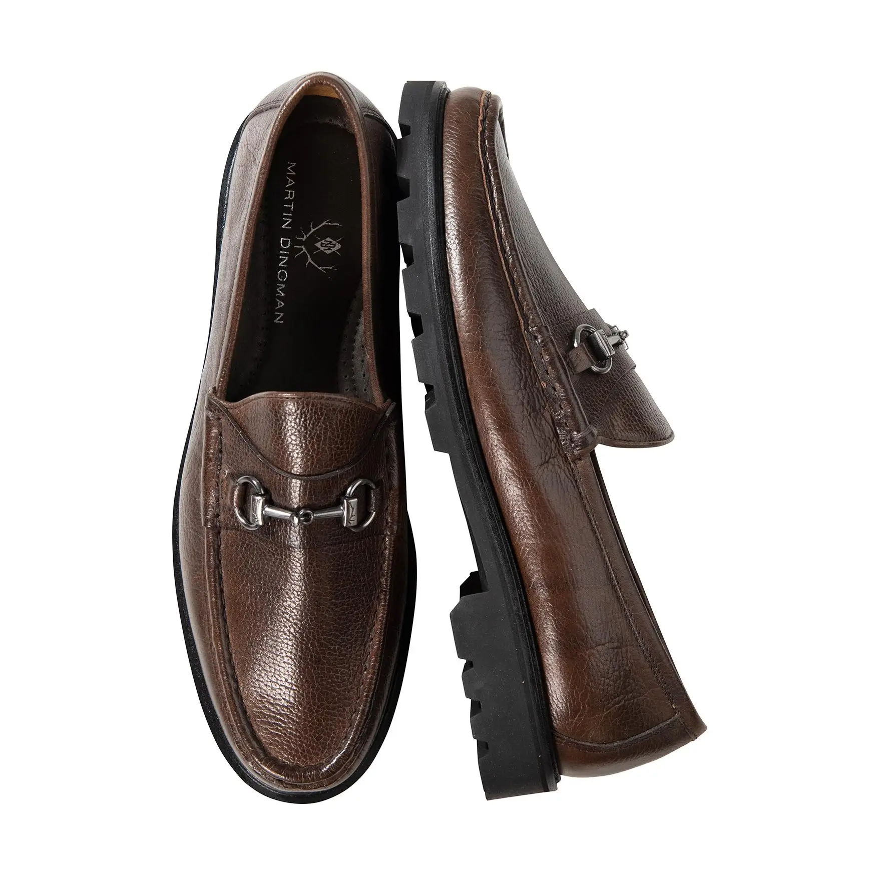Addison Pebble Grain Lug Sole Slip-ons by Martin Dingman  display picture 3