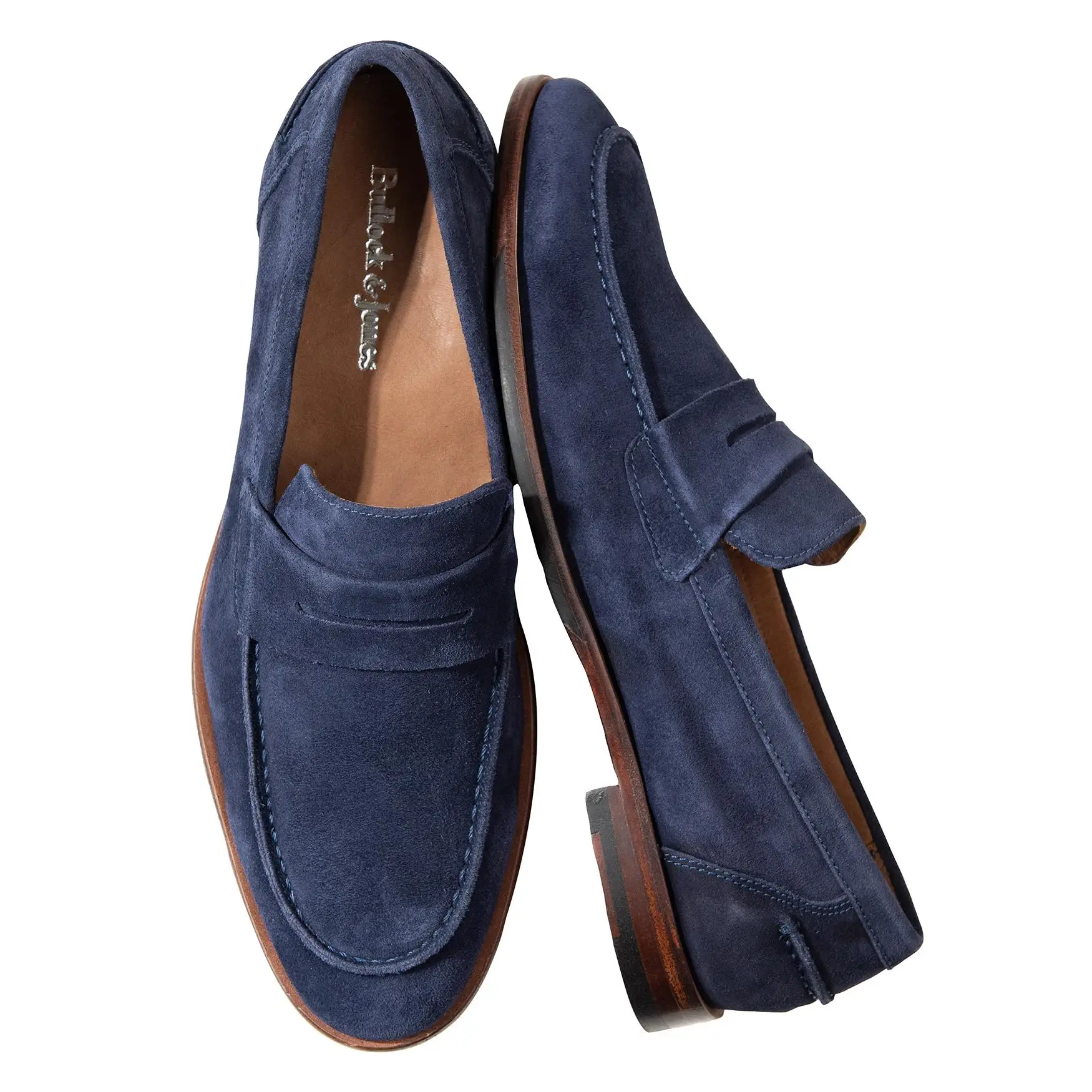 George Brown Bilt Mens Blue Suede Leather Penny Lo GEORGE CLEVERLEY Bradley II Suede Penny Loafers for Men | MR  main image 3