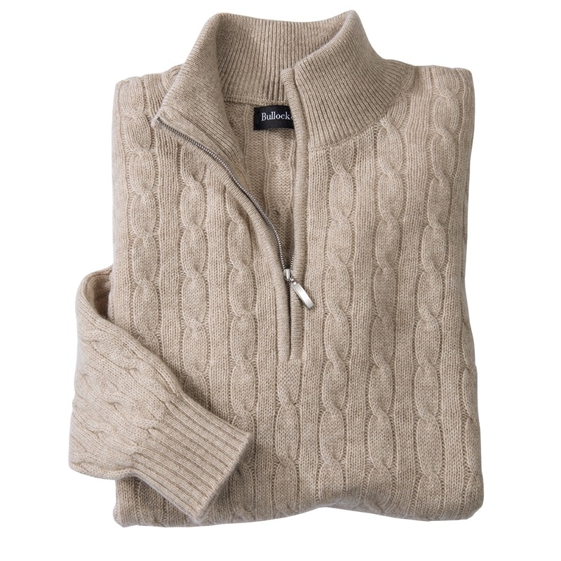 Aberdeen Cable Cashmere QuarterZips Bullock & Jones