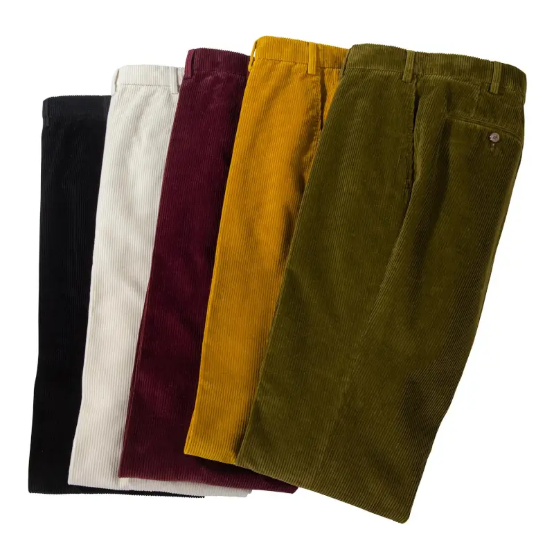 Clement Corduroy Trousers Italian 100% Cotton, Plain-Front
